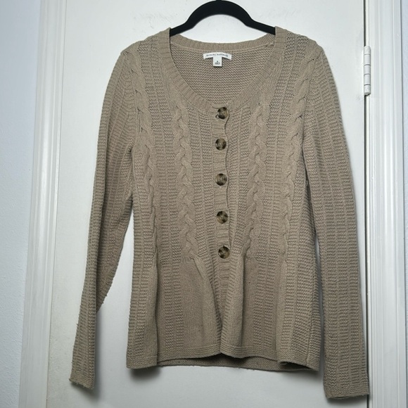 Tan Knit Babydoll Wool Blend Button Up Banana Republic Cardigan Sweater Size S - Picture 1 of 7